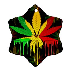 Marijuana Cannabis Rainbow Love Green Yellow Red Black Ornament (snowflake) by Mariart