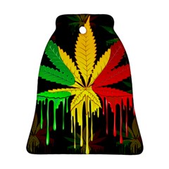 Marijuana Cannabis Rainbow Love Green Yellow Red Black Ornament (bell) by Mariart