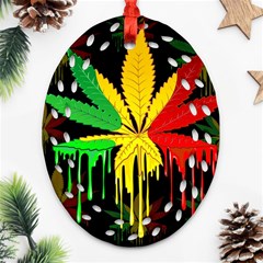 Marijuana Cannabis Rainbow Love Green Yellow Red Black Oval Filigree Ornament (two Sides) by Mariart