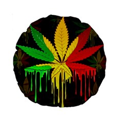 Marijuana Cannabis Rainbow Love Green Yellow Red Black Standard 15  Premium Round Cushions