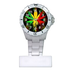 Marijuana Cannabis Rainbow Love Green Yellow Red Black Plastic Nurses Watch by Mariart