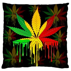 Marijuana Cannabis Rainbow Love Green Yellow Red Black Large Flano Cushion Case (one Side) by Mariart