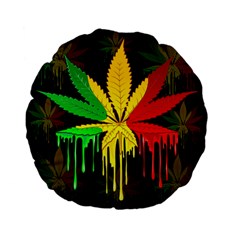 Marijuana Cannabis Rainbow Love Green Yellow Red Black Standard 15  Premium Flano Round Cushions