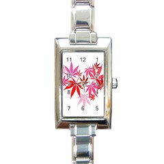 Marijuana Cannabis Rainbow Pink Love Heart Rectangle Italian Charm Watch