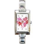 Marijuana Cannabis Rainbow Pink Love Heart Rectangle Italian Charm Watch Front