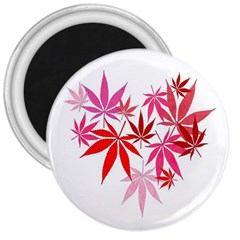 Marijuana Cannabis Rainbow Pink Love Heart 3  Magnets by Mariart