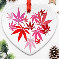 Marijuana Cannabis Rainbow Pink Love Heart Ornament (heart) by Mariart