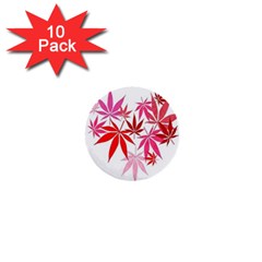 Marijuana Cannabis Rainbow Pink Love Heart 1  Mini Buttons (10 Pack) 