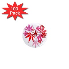 Marijuana Cannabis Rainbow Pink Love Heart 1  Mini Magnets (100 Pack)  by Mariart