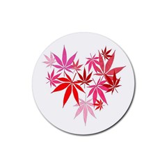 Marijuana Cannabis Rainbow Pink Love Heart Rubber Coaster (round)  by Mariart