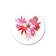 Marijuana Cannabis Rainbow Pink Love Heart Magnet 3  (round) by Mariart