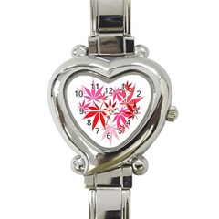 Marijuana Cannabis Rainbow Pink Love Heart Heart Italian Charm Watch by Mariart