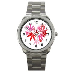 Marijuana Cannabis Rainbow Pink Love Heart Sport Metal Watch