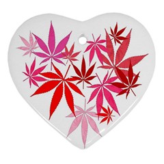 Marijuana Cannabis Rainbow Pink Love Heart Heart Ornament (two Sides) by Mariart