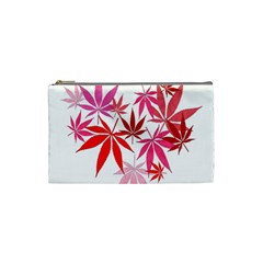 Marijuana Cannabis Rainbow Pink Love Heart Cosmetic Bag (small) 