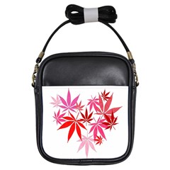 Marijuana Cannabis Rainbow Pink Love Heart Girls Sling Bags