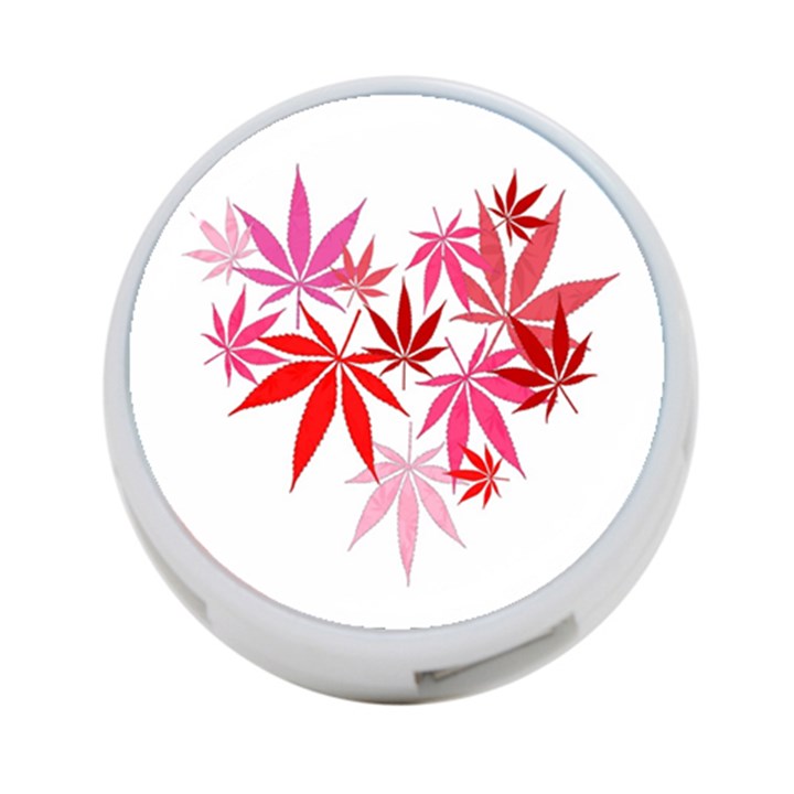 Marijuana Cannabis Rainbow Pink Love Heart 4-Port USB Hub (One Side)