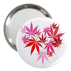 Marijuana Cannabis Rainbow Pink Love Heart 3  Handbag Mirrors by Mariart