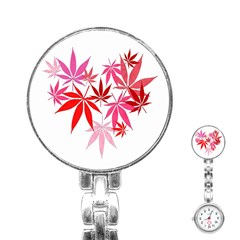 Marijuana Cannabis Rainbow Pink Love Heart Stainless Steel Nurses Watch