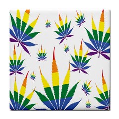 Marijuana Cannabis Rainbow Love Green Yellow Red White Leaf Tile Coasters by Mariart