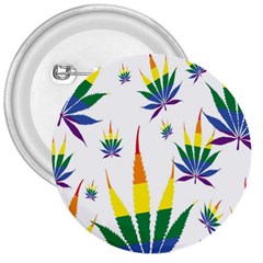 Marijuana Cannabis Rainbow Love Green Yellow Red White Leaf 3  Buttons