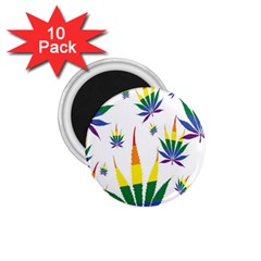 Marijuana Cannabis Rainbow Love Green Yellow Red White Leaf 1 75  Magnets (10 Pack)  by Mariart