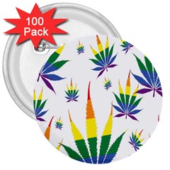 Marijuana Cannabis Rainbow Love Green Yellow Red White Leaf 3  Buttons (100 Pack) 