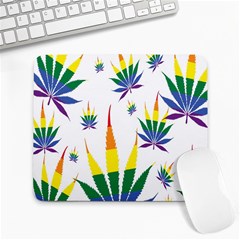 Marijuana Cannabis Rainbow Love Green Yellow Red White Leaf Large Mousepads by Mariart