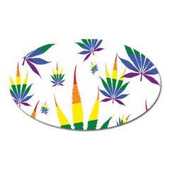 Marijuana Cannabis Rainbow Love Green Yellow Red White Leaf Oval Magnet by Mariart