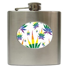 Marijuana Cannabis Rainbow Love Green Yellow Red White Leaf Hip Flask (6 Oz)