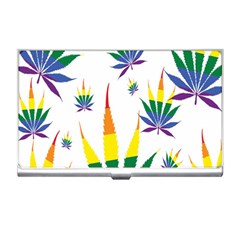 Marijuana Cannabis Rainbow Love Green Yellow Red White Leaf Business Card Holders by Mariart