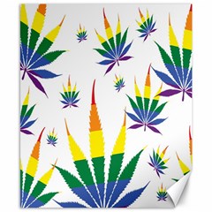 Marijuana Cannabis Rainbow Love Green Yellow Red White Leaf Canvas 8  X 10  by Mariart