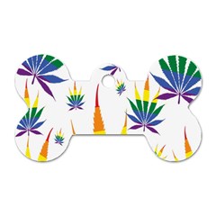 Marijuana Cannabis Rainbow Love Green Yellow Red White Leaf Dog Tag Bone (one Side) by Mariart