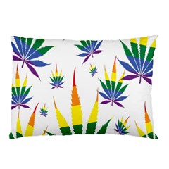 Marijuana Cannabis Rainbow Love Green Yellow Red White Leaf Pillow Case by Mariart