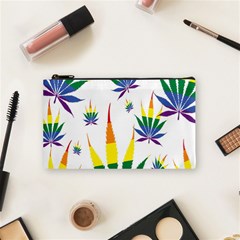 Marijuana Cannabis Rainbow Love Green Yellow Red White Leaf Cosmetic Bag (small)  by Mariart