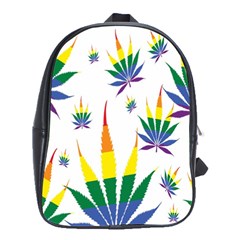 Marijuana Cannabis Rainbow Love Green Yellow Red White Leaf School Bag (large)