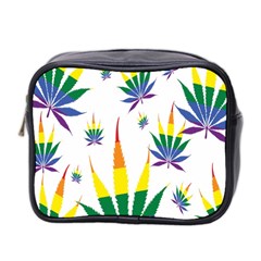 Marijuana Cannabis Rainbow Love Green Yellow Red White Leaf Mini Toiletries Bag 2-side