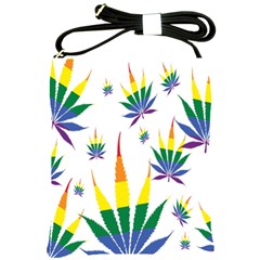 Marijuana Cannabis Rainbow Love Green Yellow Red White Leaf Shoulder Sling Bags