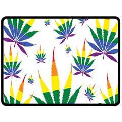 Marijuana Cannabis Rainbow Love Green Yellow Red White Leaf Fleece Blanket (large) 