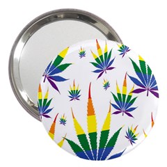 Marijuana Cannabis Rainbow Love Green Yellow Red White Leaf 3  Handbag Mirrors