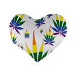 Marijuana Cannabis Rainbow Love Green Yellow Red White Leaf Standard 16  Premium Heart Shape Cushions Back