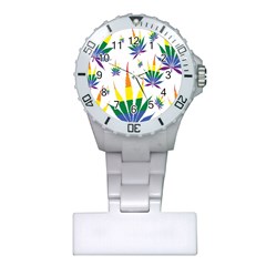 Marijuana Cannabis Rainbow Love Green Yellow Red White Leaf Plastic Nurses Watch