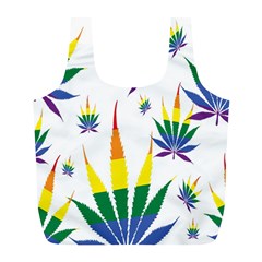 Marijuana Cannabis Rainbow Love Green Yellow Red White Leaf Full Print Recycle Bags (l)  by Mariart