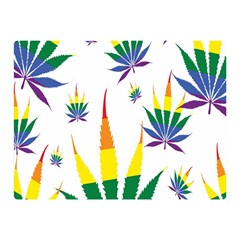 Marijuana Cannabis Rainbow Love Green Yellow Red White Leaf Double Sided Flano Blanket (mini) 