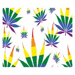 Marijuana Cannabis Rainbow Love Green Yellow Red White Leaf Double Sided Flano Blanket (small)  by Mariart