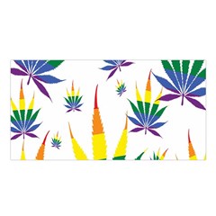 Marijuana Cannabis Rainbow Love Green Yellow Red White Leaf Satin Shawl