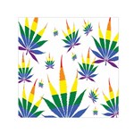 Marijuana Cannabis Rainbow Love Green Yellow Red White Leaf Small Satin Scarf (Square) Front