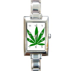 Marijuana Weed Drugs Neon Cannabis Green Leaf Sign Rectangle Italian Charm Watch