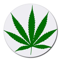 Marijuana Weed Drugs Neon Cannabis Green Leaf Sign Round Mousepads by Mariart