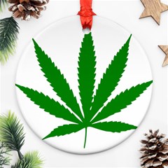 Marijuana Weed Drugs Neon Cannabis Green Leaf Sign Ornament (round)